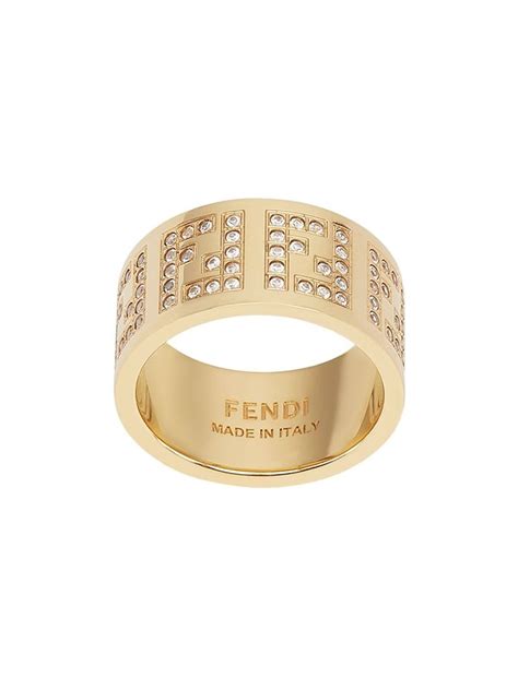 fendi crystal detail monogram ring